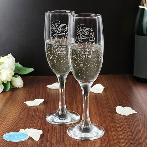 Personalised Me to You Bear Engraved Wedding Couple Flutes Extra Image 2